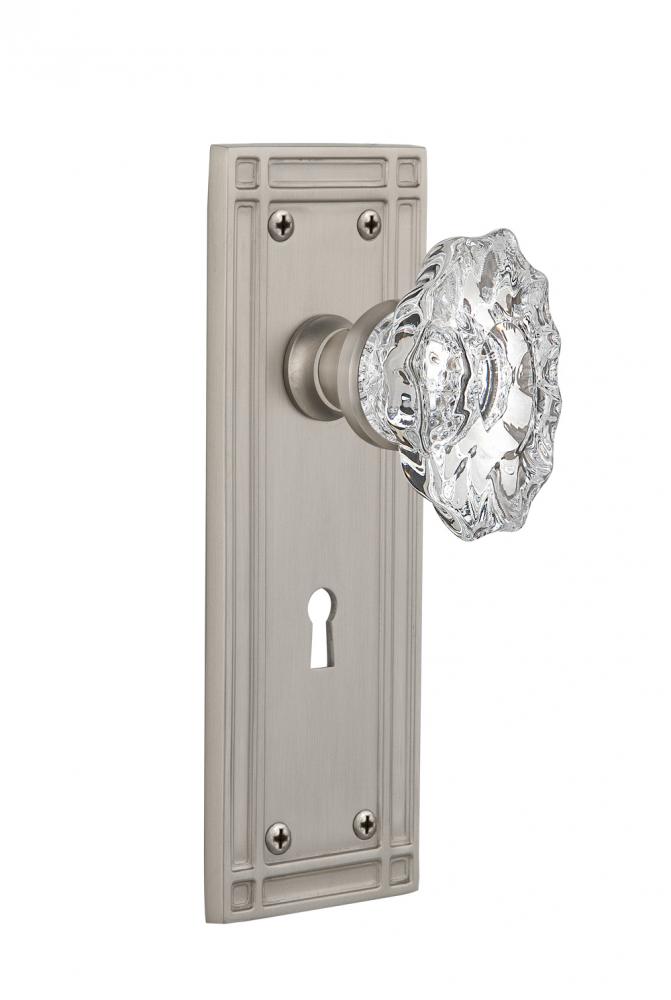 Nostalgic Warehouse Mission Plate with Keyhole Passage Chateau Door Knob in Satin Nickel