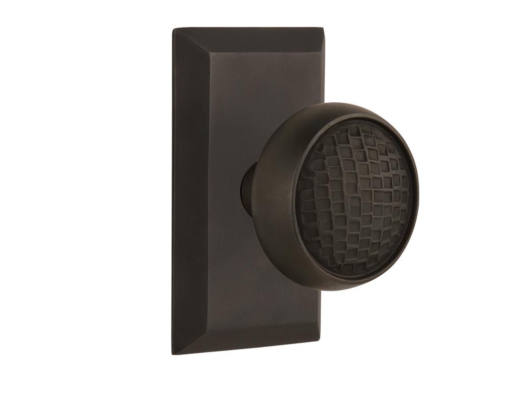 Nostalgic Warehouse Studio Plate Single Dummy Craftsman Door Knob in Oil-Rubbed Bronze