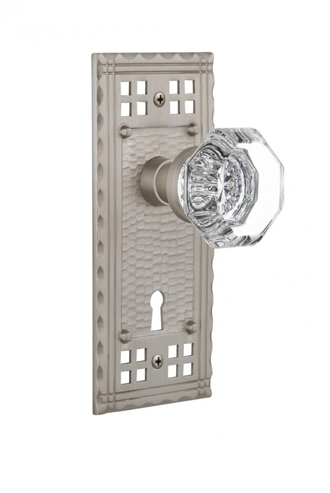 Nostalgic Warehouse Craftsman Plate with Keyhole Single Dummy Waldorf Door Knob in Satin Nickel