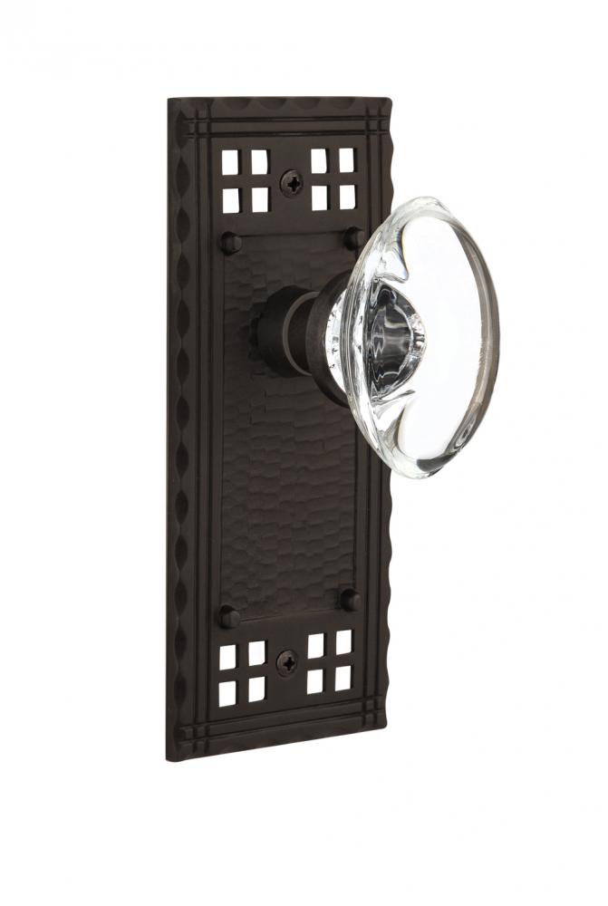 Nostalgic Warehouse Craftsman Plate Privacy Oval Clear Crystal Glass Door Knob in Oil-Rubbed Bronz
