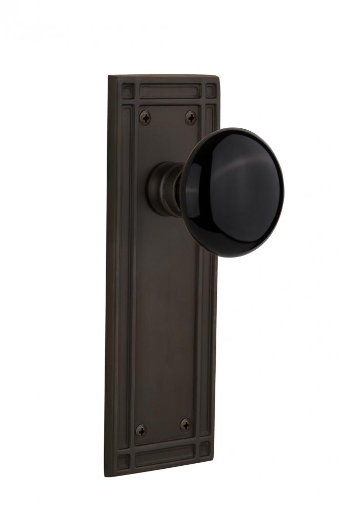 Nostalgic Warehouse Mission Plate Single Dummy Black Porcelain Door Knob in Oil-Rubbed Bronze