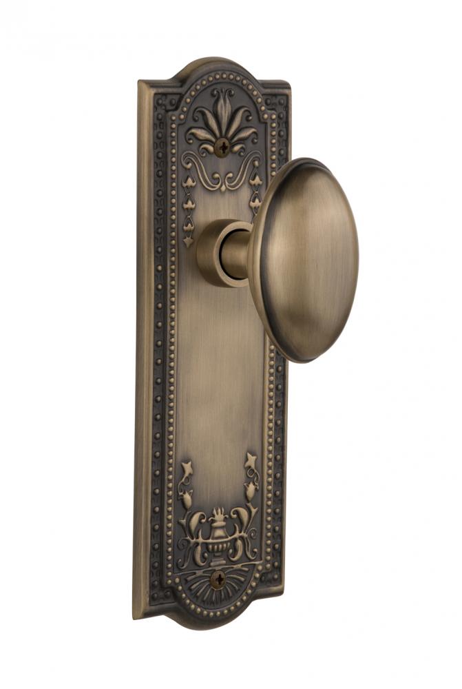 Nostalgic Warehouse Meadows Plate Privacy Homestead Door Knob in Antique Brass