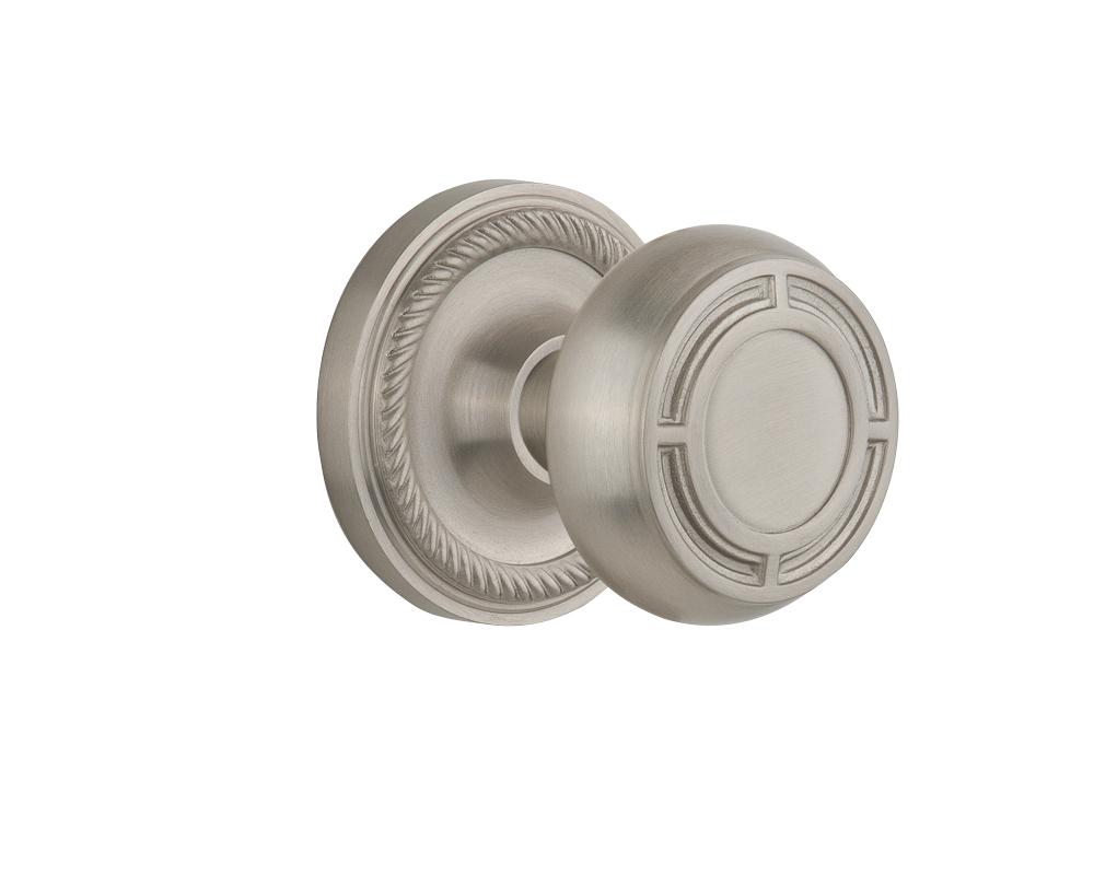 Nostalgic Warehouse Rope Rosette Single Dummy Mission Door Knob in Satin Nickel