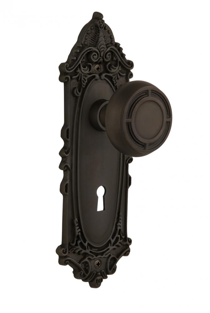 Nostalgic Warehouse Victorian Plate with Keyhole Single Dummy Mission Door Knob in Oil-Rubbed Bron