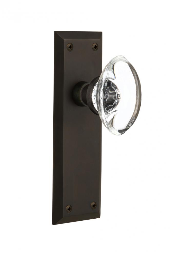 Nostalgic Warehouse New York Plate Privacy Oval Clear Crystal Glass Door Knob in Oil-Rubbed Bronze