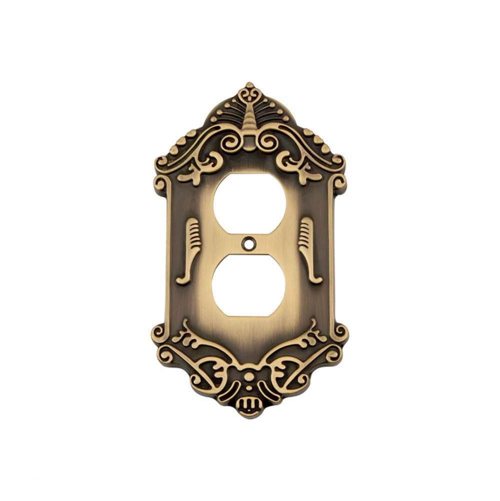 Nostalgic Warehouse Victorian Switch Plate with Outlet in Antique Brass