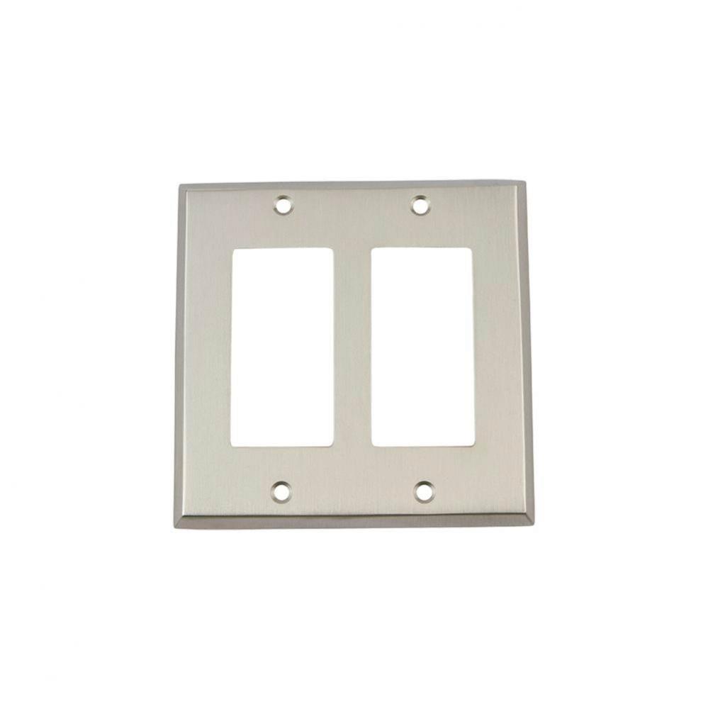 Nostalgic Warehouse New York Switch Plate with Double Rocker in Satin Nickel