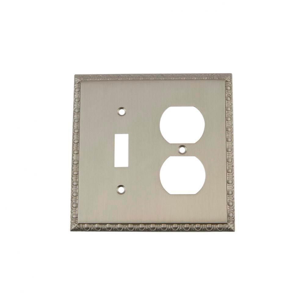 Nostalgic Warehouse Egg & Dart Switch Plate with Toggle and Outlet in Satin Nickel