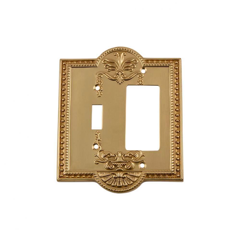 Nostalgic Warehouse Meadows Switch Plate with Toggle and Rocker in Unlacquered Brass