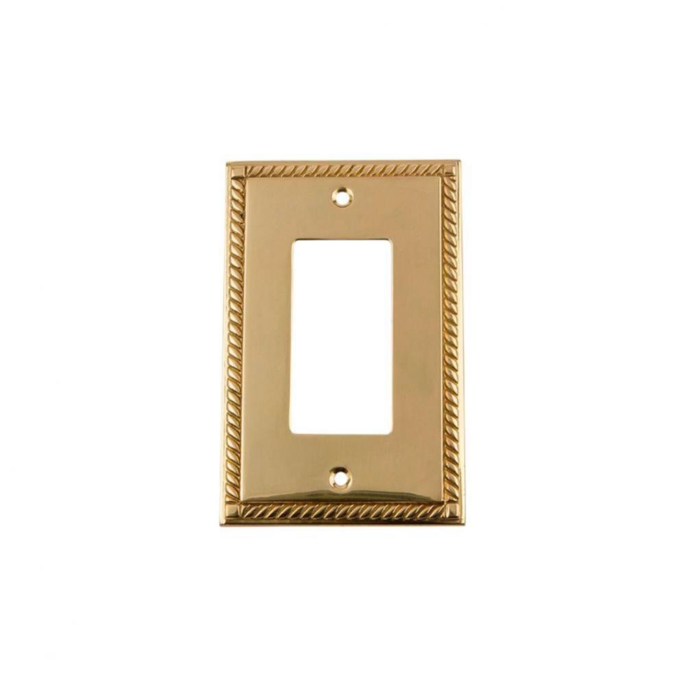 Nostalgic Warehouse Rope Switch Plate with Single Rocker in Unlacquered Brass