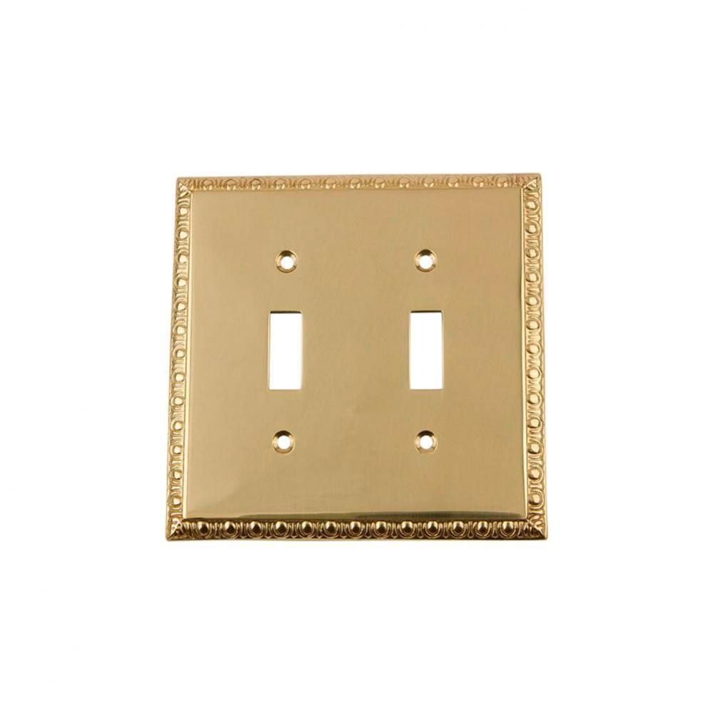 Nostalgic Warehouse Egg & Dart Switch Plate with Double Toggle in Unlacquered Brass