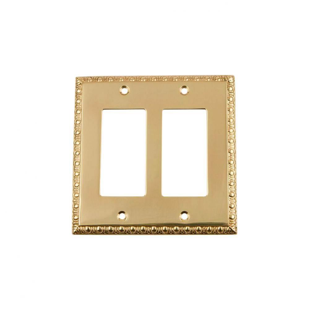 Nostalgic Warehouse Egg & Dart Switch Plate with Double Rocker in Unlacquered Brass