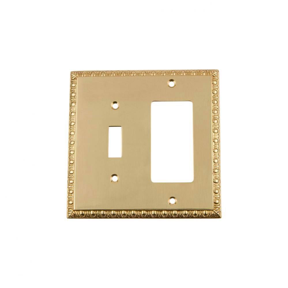 Nostalgic Warehouse Egg & Dart Switch Plate with Toggle and Rocker in Unlacquered Brass