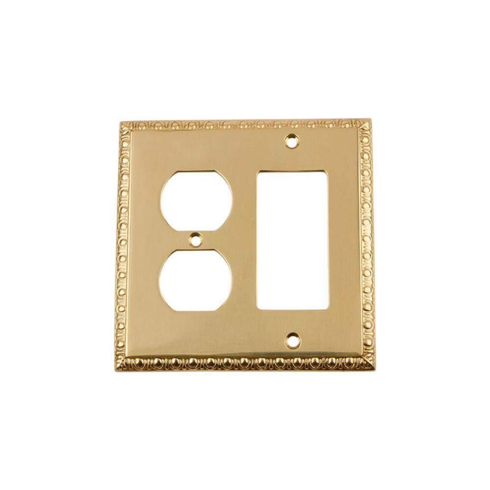 Nostalgic Warehouse Egg & Dart Switch Plate with Rocker and Outlet in Unlacquered Brass