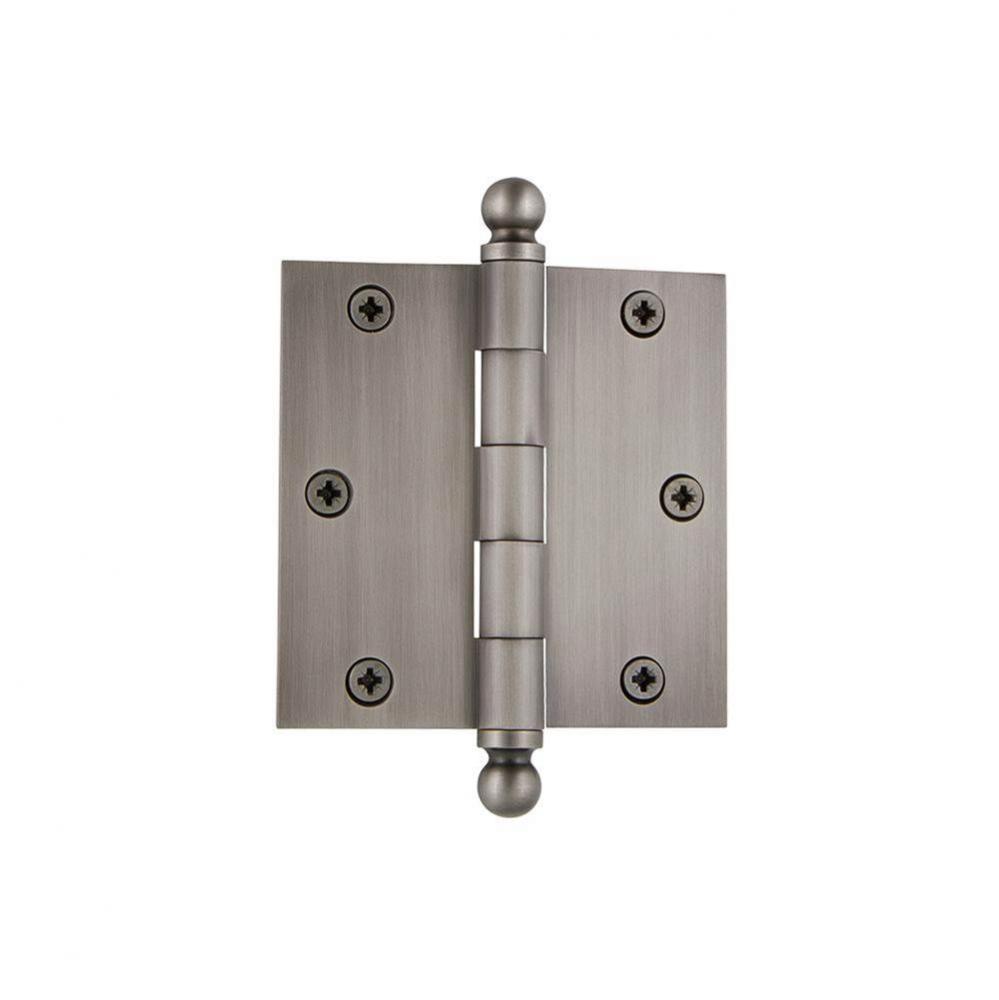 Nostalgic Warehouse 3.5'' Ball Tip Residential Hinge with Square Corners in Antique Pewt