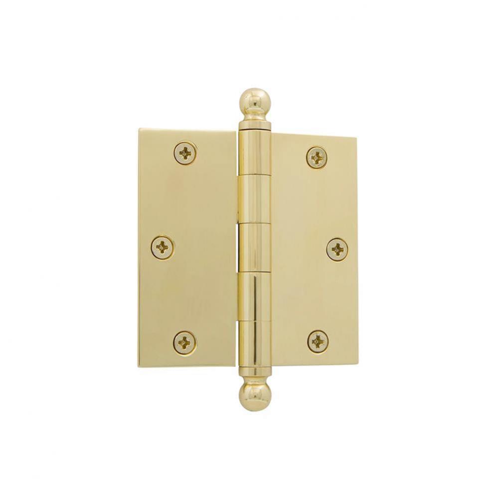 Nostalgic Warehouse 3.5'' Ball Tip Residential Hinge with Square Corners in Polished Bra