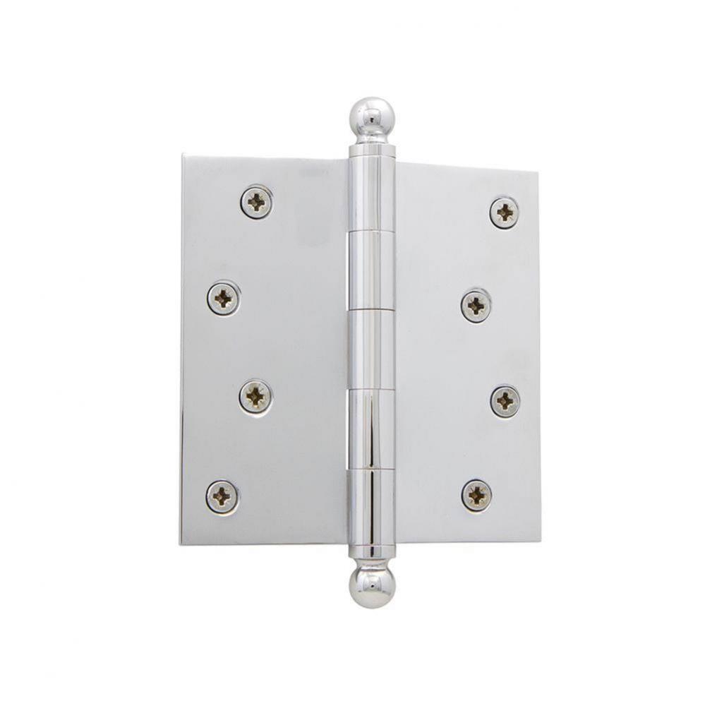 Nostalgic Warehouse 4'' Ball Tip Residential Hinge with Square Corners in Bright Chrome