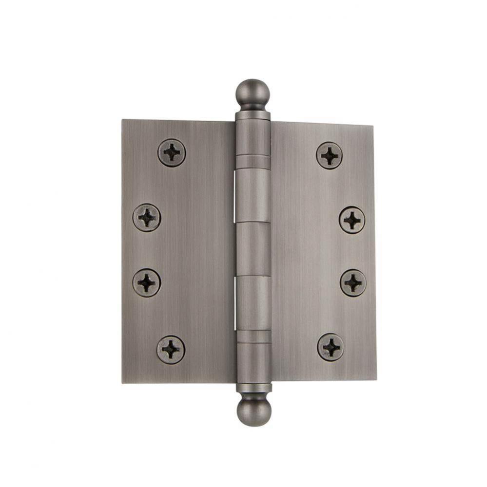 Nostalgic Warehouse 4'' Ball Tip Heavy Duty Hinge with Square Corners in Antique Pewter