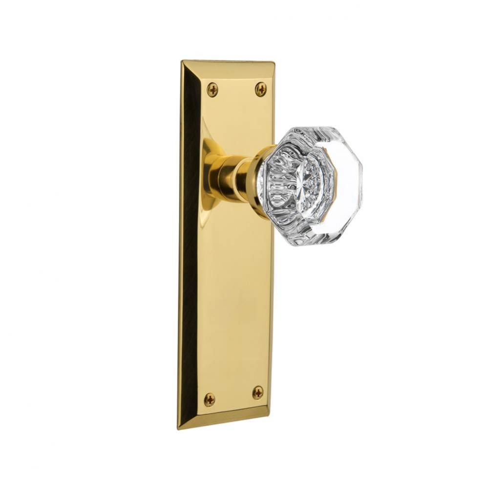 Nostalgic Warehouse New York Plate Passage Waldorf Door Knob in Polished Brass