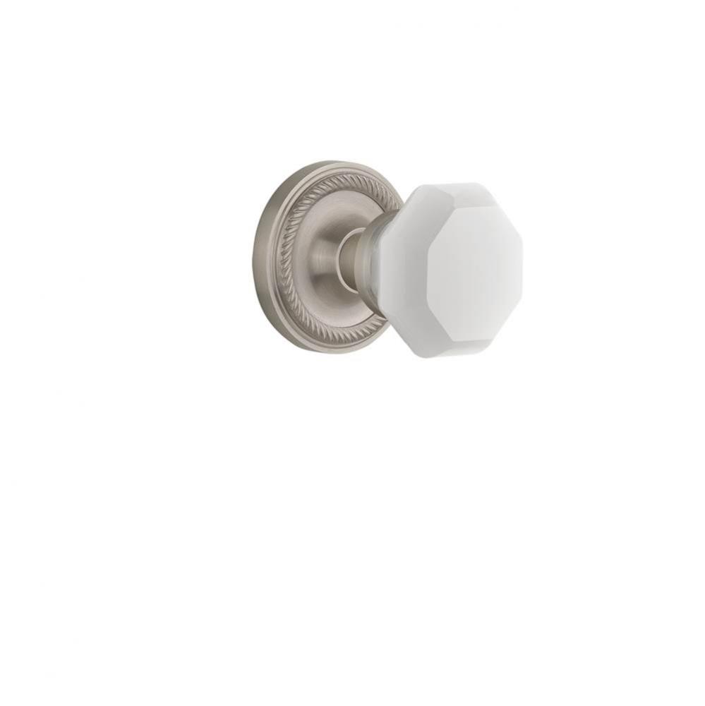 Nostalgic Warehouse Rope Rosette Single Dummy Waldorf White Milk Glass Knob in Satin Nickel