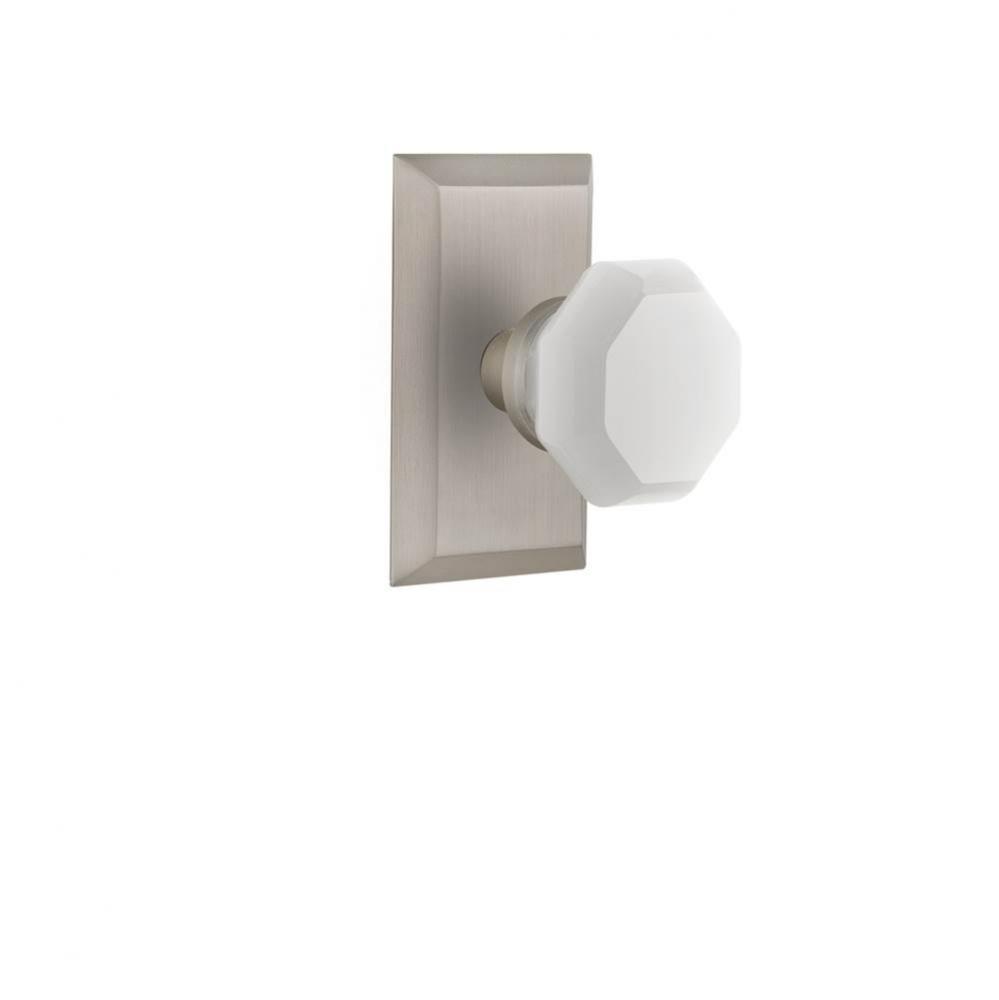 Nostalgic Warehouse Studio Plate Single Dummy Waldorf White Milk Glass Knob in Satin Nickel