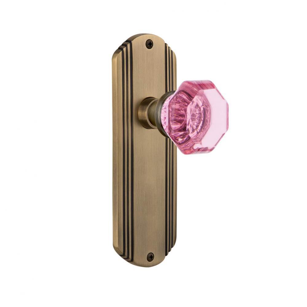 Nostalgic Warehouse Deco Plate Passage Waldorf Pink Door Knob in Antique Brass