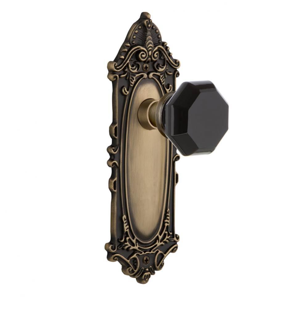 Nostalgic Warehouse Victorian Plate Passage Waldorf Black Door Knob in Antique Brass