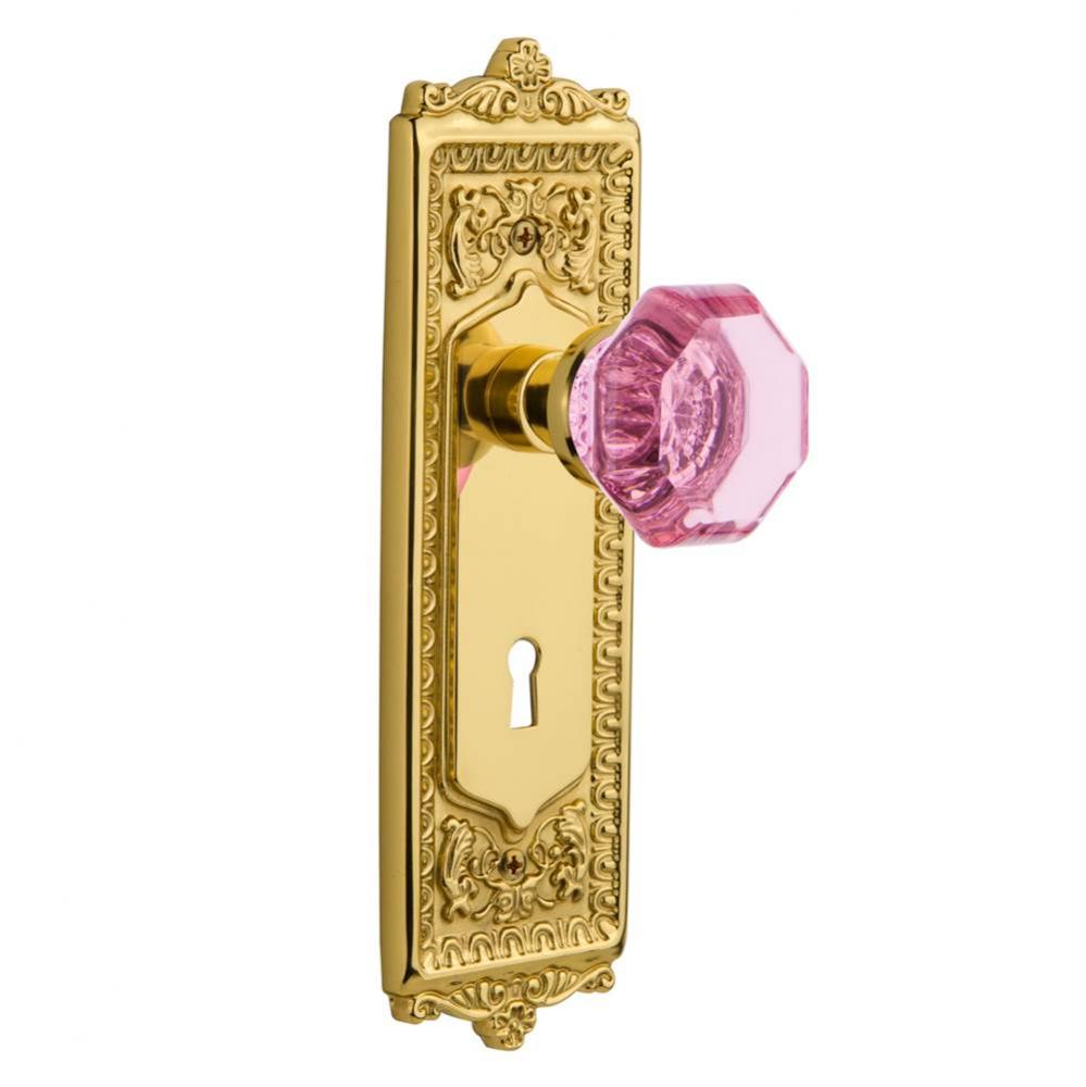 Nostalgic Warehouse Egg & Dart Plate with Keyhole Passage Waldorf Pink Door Knob in Unlaquered