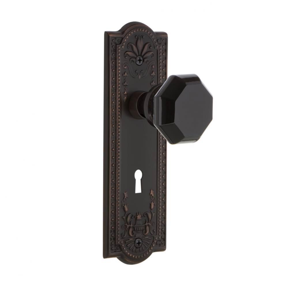 Nostalgic Warehouse Meadows Plate with Keyhole Passage Waldorf Black Door Knob in Timeless Bronze