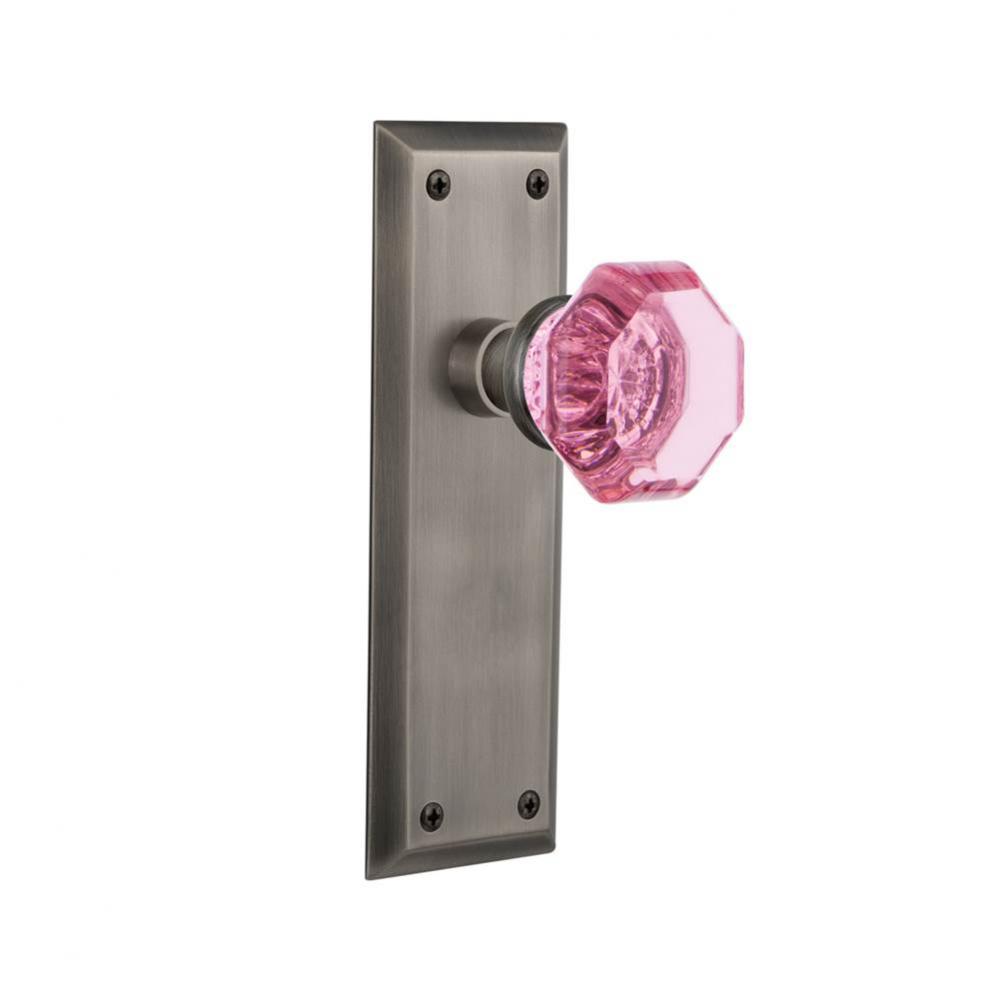 Nostalgic Warehouse New York Plate Single Dummy Waldorf Pink Door Knob in Antique Pewter