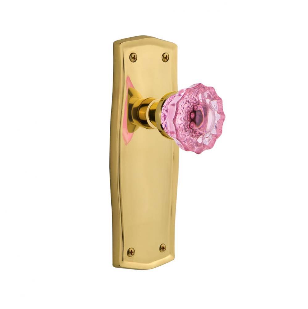 Nostalgic Warehouse Prairie Plate Single Dummy Crystal Pink Glass Door Knob in Unlaquered Brass