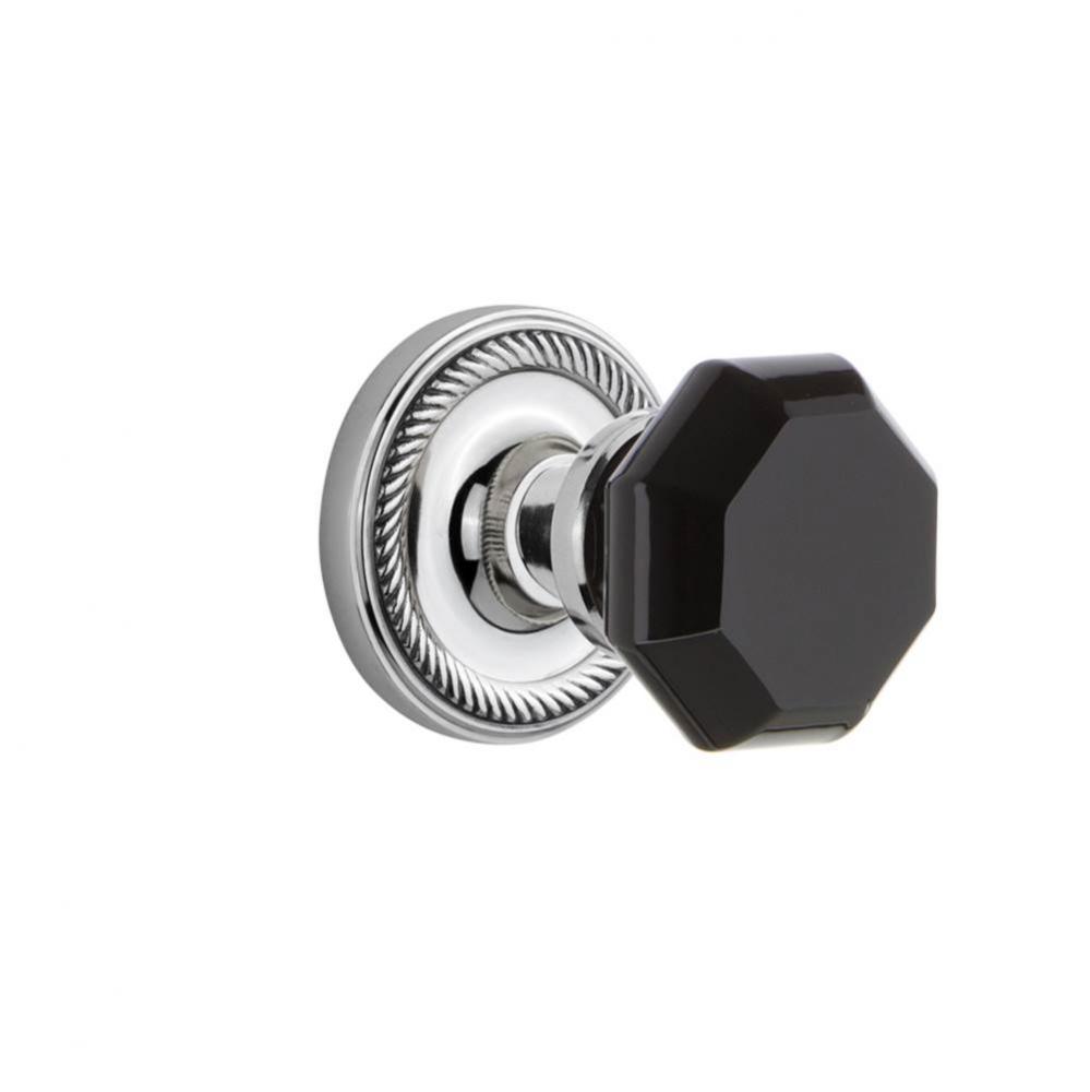 Nostalgic Warehouse Rope Rosette Single Dummy Waldorf Black Door Knob in Bright Chrome