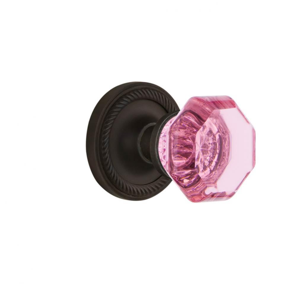 Nostalgic Warehouse Rope Rosette Single Dummy Waldorf Pink Door Knob in Oil-Rubbed Bronze