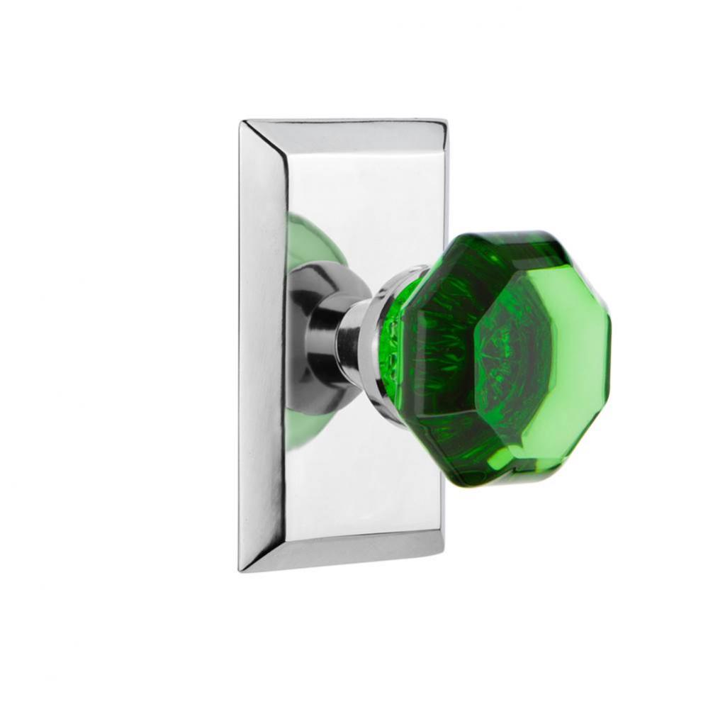 Nostalgic Warehouse Studio Plate Single Dummy Waldorf Emerald Door Knob in Bright Chrome