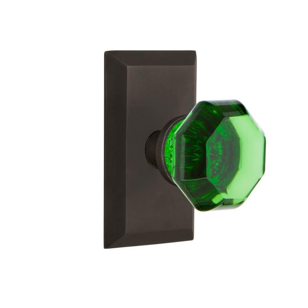 Nostalgic Warehouse Studio Plate Single Dummy Waldorf Emerald Door Knob in Oil-Rubbed Bronze