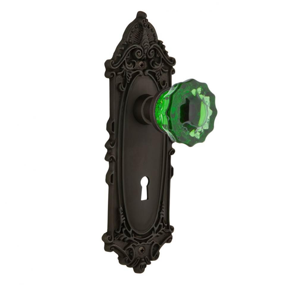 Nostalgic Warehouse Victorian Plate with Keyhole Single Dummy Crystal Emerald Glass Door Knob in O