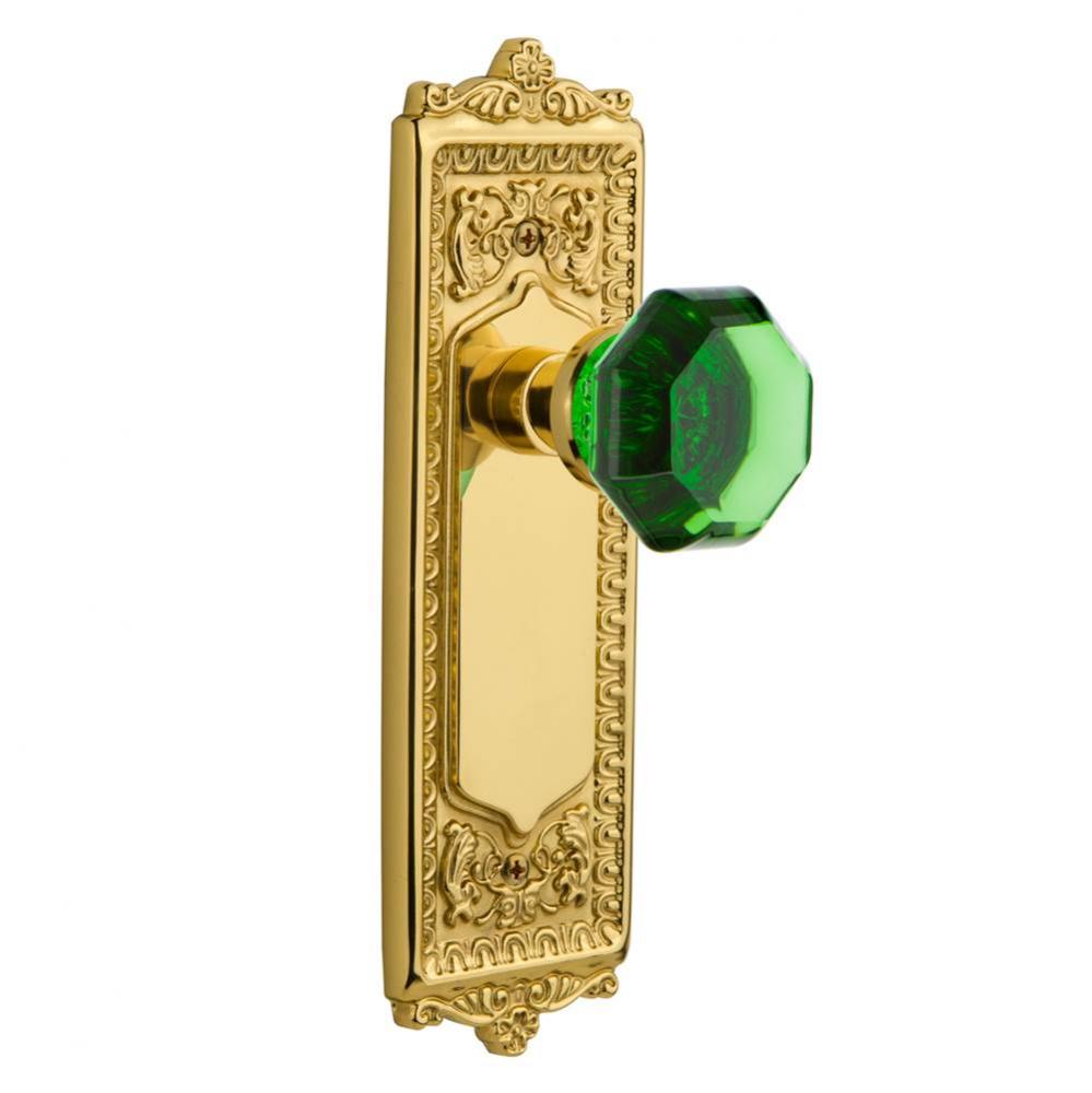 Nostalgic Warehouse Egg & Dart Plate Privacy Waldorf Emerald Door Knob in Polished Brass