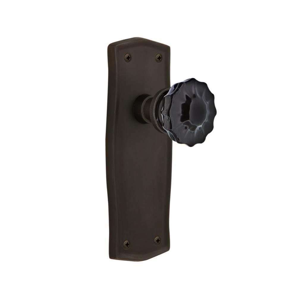 Nostalgic Warehouse Prairie Plate Passage Crystal Black Glass Door Knob in Oil-Rubbed Bronze