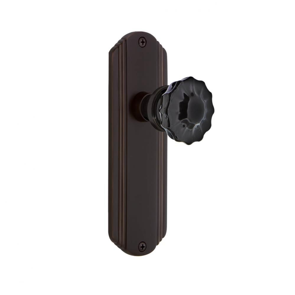 Nostalgic Warehouse Deco Plate Single Dummy Crystal Black Glass Door Knob in Timeless Bronze