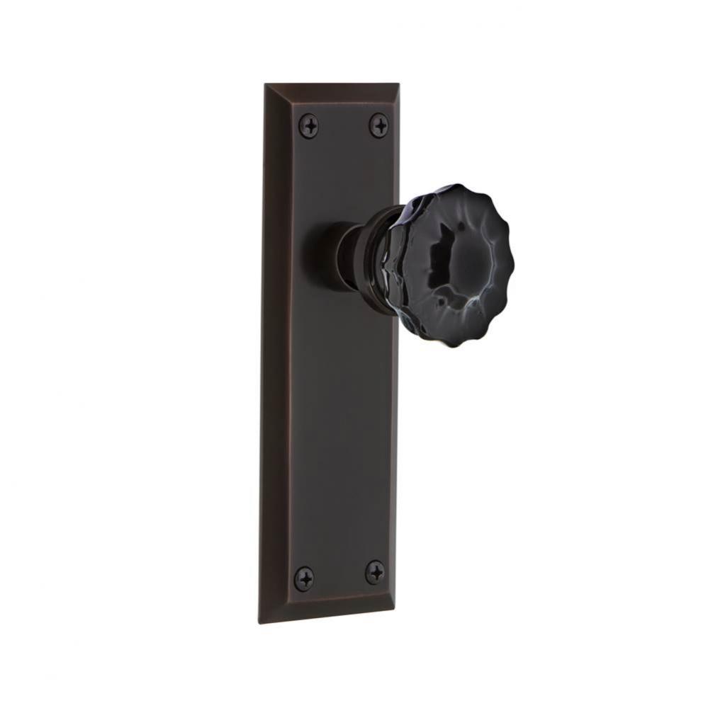 Nostalgic Warehouse New York Plate Single Dummy Crystal Black Glass Door Knob in Timeless Bronze