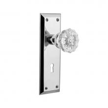 Nostalgic Warehouse 701232 - Nostalgic Warehouse New York Plate with Keyhole Single Dummy Crystal Glass Door Knob in Bright Chr