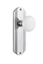 Nostalgic Warehouse 706201 - Nostalgic Warehouse Deco Plate Single Dummy White Porcelain Door Knob in Bright Chrome