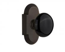 Nostalgic Warehouse 713070 - Nostalgic Warehouse Cottage Plate Single Dummy Black Porcelain Door Knob in Oil-Rubbed Bronze