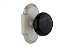 Nostalgic Warehouse 713072 - Nostalgic Warehouse Cottage Plate Single Dummy Black Porcelain Door Knob in Satin Nickel