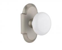 Nostalgic Warehouse 713086 - Nostalgic Warehouse Cottage Plate Single Dummy White Porcelain Door Knob in Satin Nickel