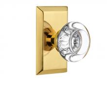 Nostalgic Warehouse 713452 - Nostalgic Warehouse Studio Plate Single Dummy Round Clear Crystal Glass Door Knob in Polished Bras