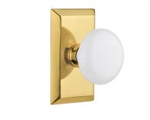 Nostalgic Warehouse 713493 - Nostalgic Warehouse Studio Plate Single Dummy White Porcelain Door Knob in Polished Brass