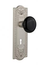 Nostalgic Warehouse 718346 - Nostalgic Warehouse Meadows Plate with Keyhole Privacy Black Porcelain Door Knob in Satin Nickel