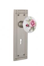 Nostalgic Warehouse 718549 - Nostalgic Warehouse Mission Plate with Keyhole Privacy White Rose Porcelain Door Knob in Satin Nic