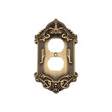 Nostalgic Warehouse 719728 - Nostalgic Warehouse Victorian Switch Plate with Outlet in Antique Brass